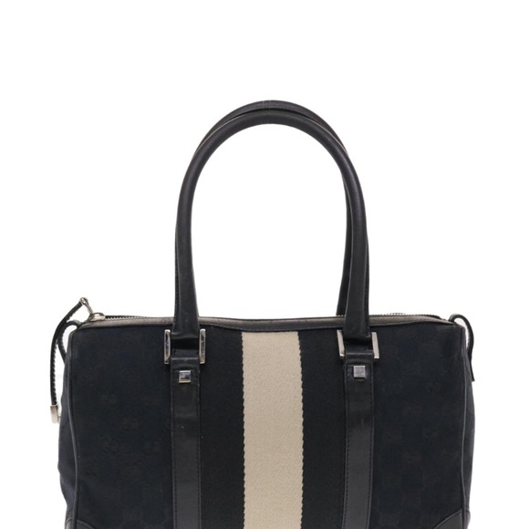 GUCCI GG CANVAS SHERRY Line Handbag Black/White PREOWNED Beautiful Bag - Picture 13 of 16